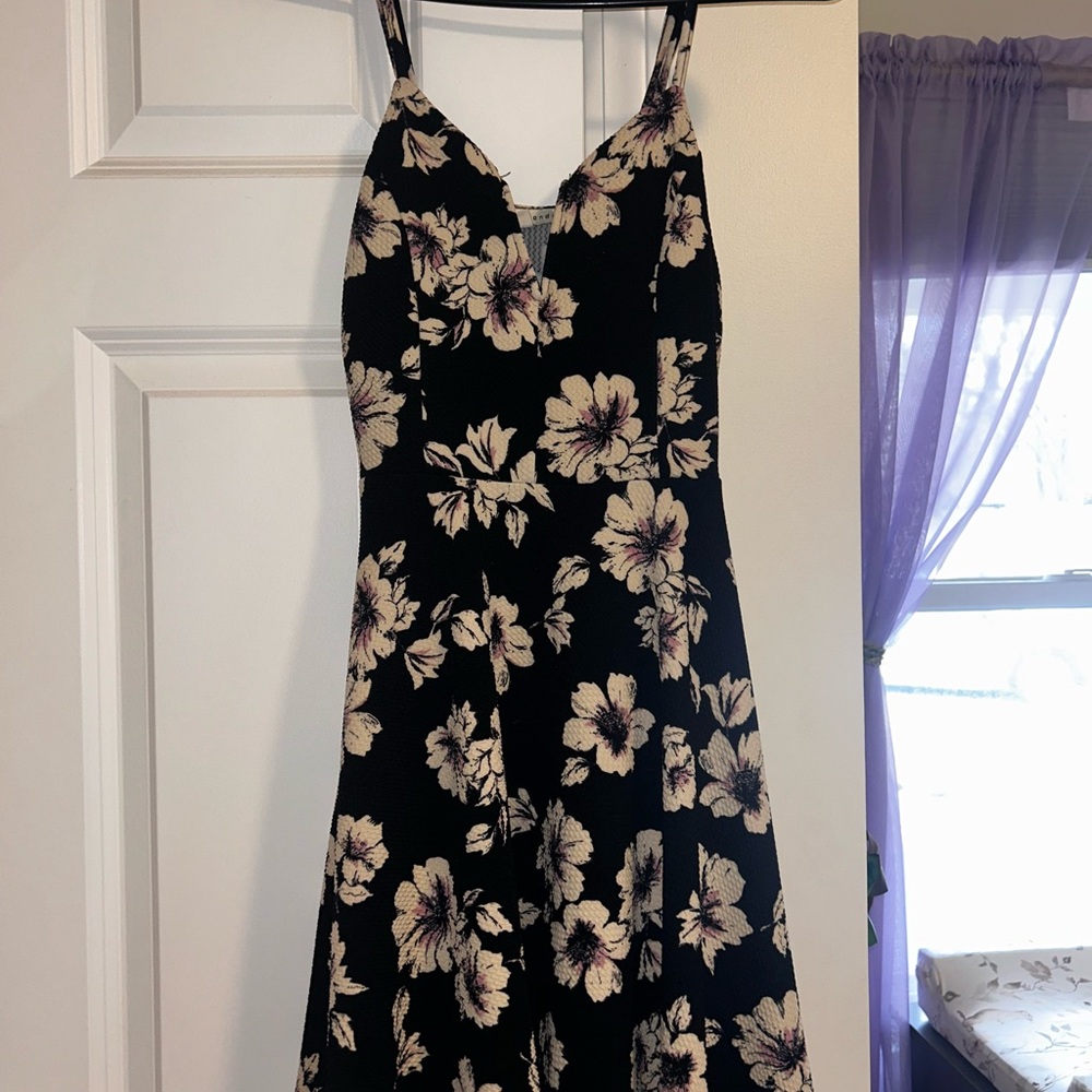 Floral Black and Cream Women's Dress